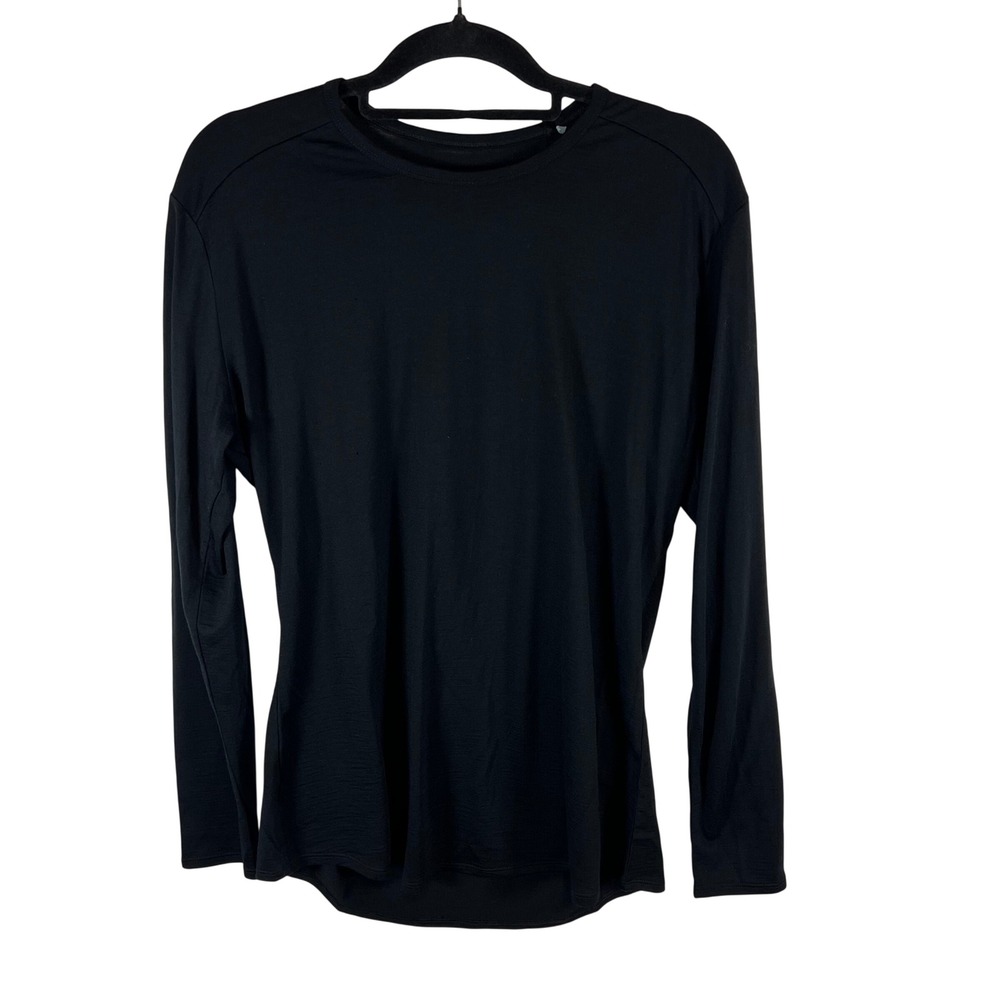 Segments Womens XL Black 100% Merino Wool Long Sleeve Crew Neck Top Base Layer